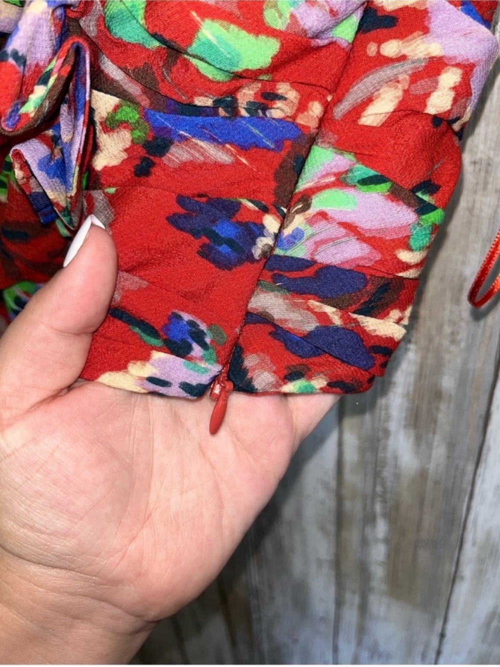 Zara Red Floral Ruffle Bustier Corset Crop Top NWT Medium Romantic Boho - Picture 3 of 7